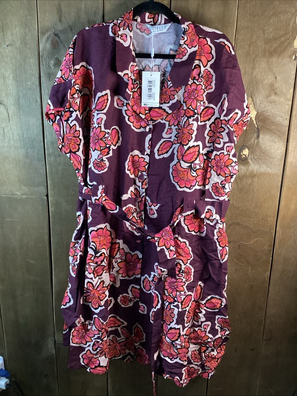 Estelle Jasmin Linen/Viscose Dress Rose Plum Size 20W